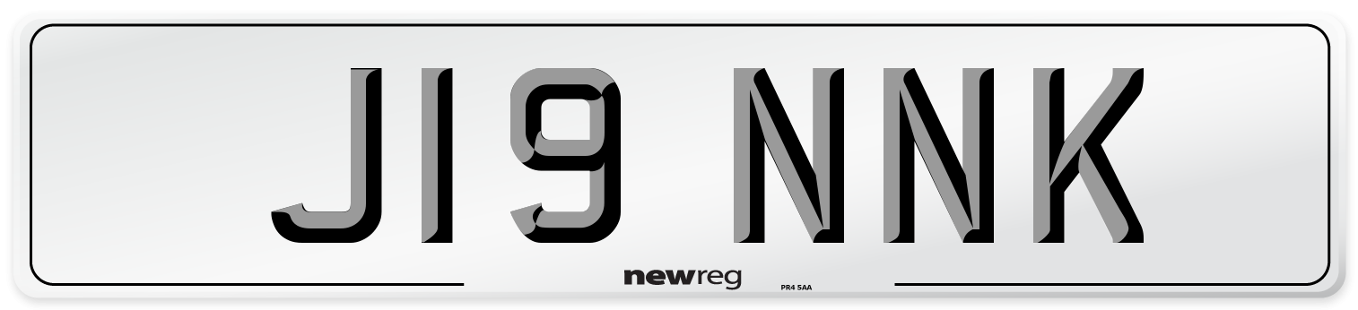 J19 NNK Number Plate from New Reg